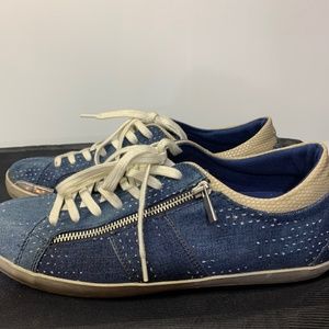 Mens Blue Denim Lace up Sneaker. Size 10